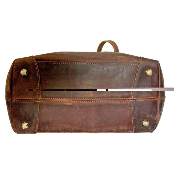 NEW MH 100% Genuine Leather Distressed Brown Large Tote Laptop Bag Purse - Picture 12 of 16